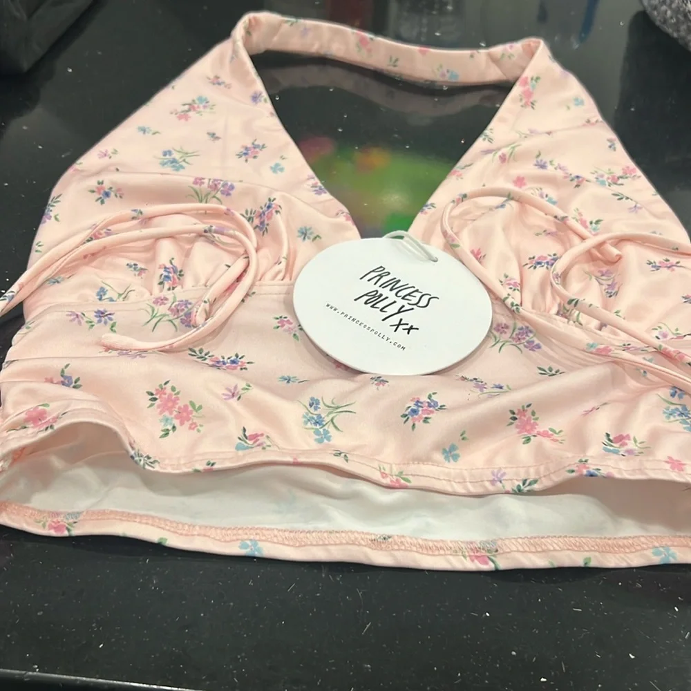 Princess Polly pink Penelope Halter Crop Top - Picture 1 of 5